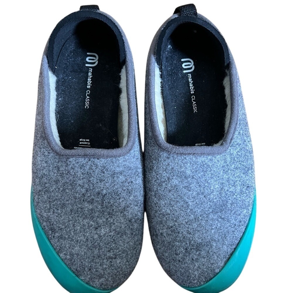 Mahabis Classic grey felt lined slippers